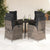5 Piece Garden Dining Set with Cushions Grey Poly Rattan