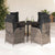 5 Piece Garden Dining Set with Cushions Grey Poly Rattan