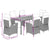 7 Piece Garden Dining Set with Cushions Black Poly Rattan