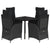5 Piece Garden Dining Set with Cushions Black Poly Rattan