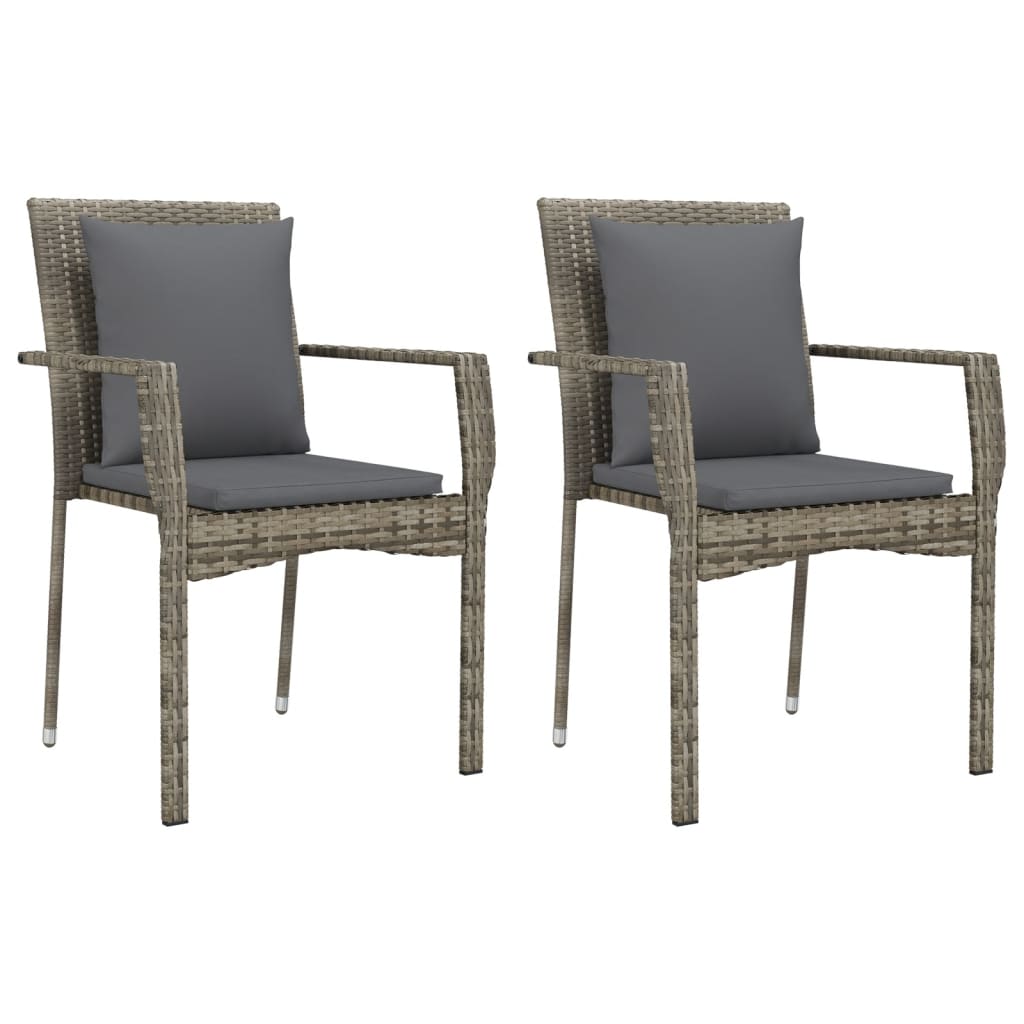 9 Piece Garden Dining Set with Cushions Grey Poly Rattan