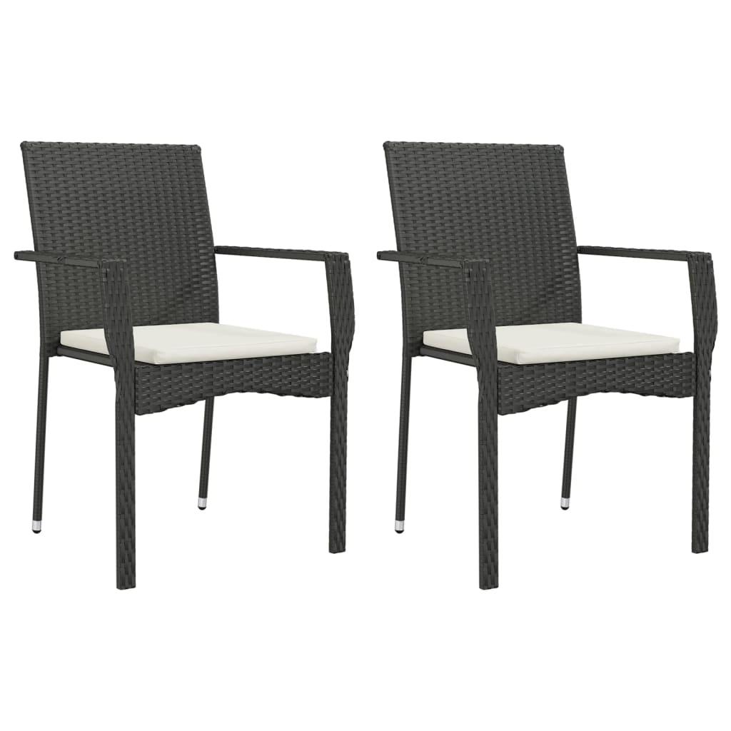 9 Piece Garden Dining Set with Cushions Black Poly Rattan