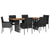 7 Piece Garden Dining Set with Cushions Black Poly Rattan