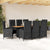 9 Piece Garden Dining Set with Cushions Black Poly Rattan