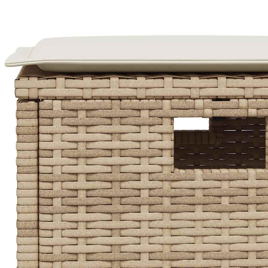 6 Piece Garden Sofa Set with Cushions L-shaped Beige Poly Rattan