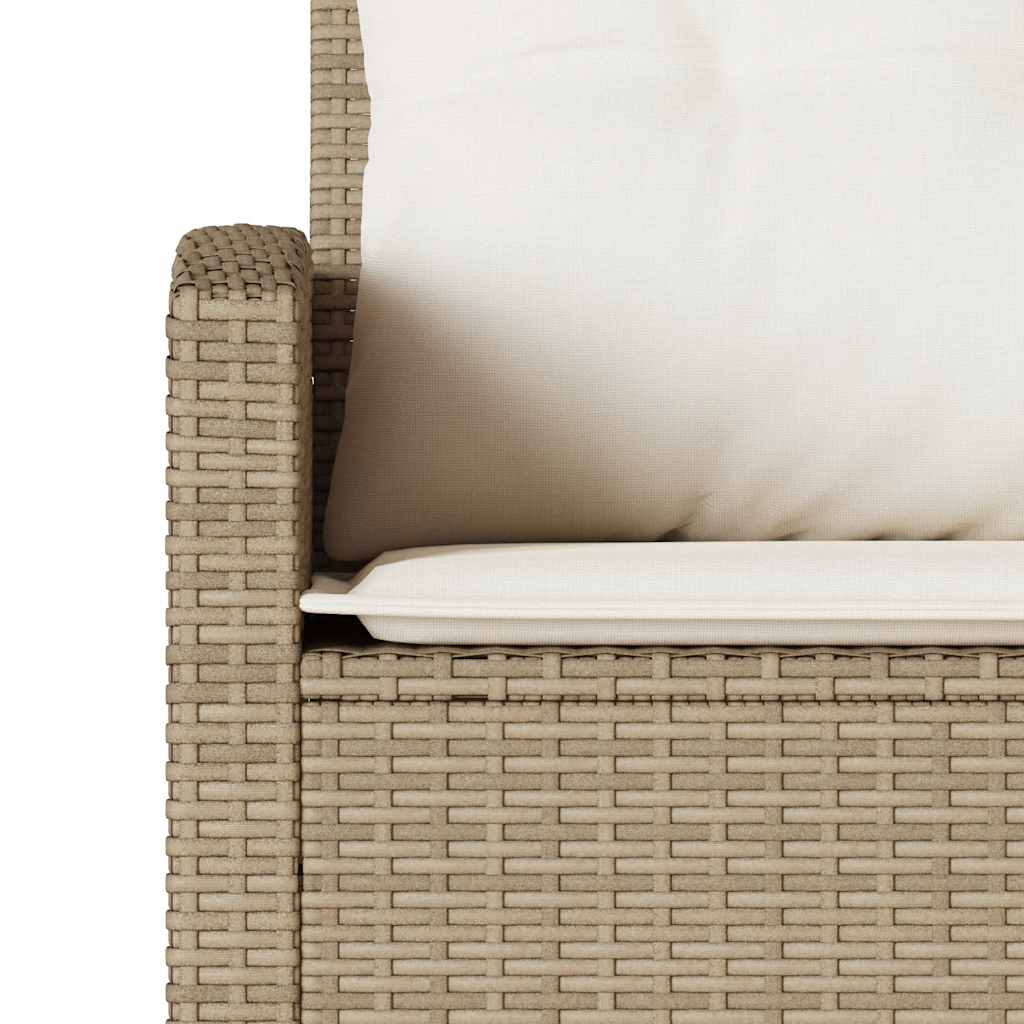6 Piece Garden Sofa Set with Cushions L-shaped Beige Poly Rattan