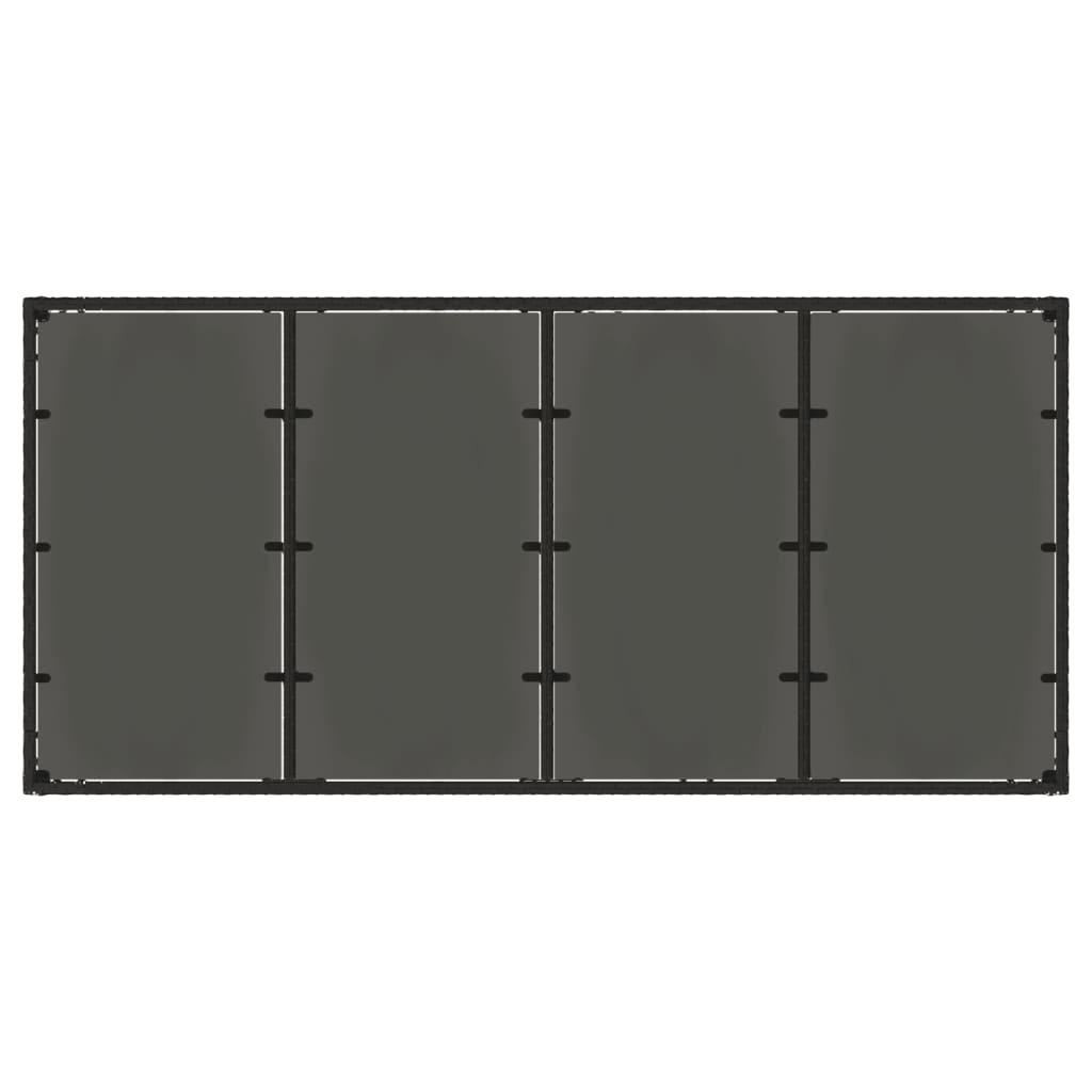 Garden Table with Glass Top Black 190x90x75 cm Poly Rattan