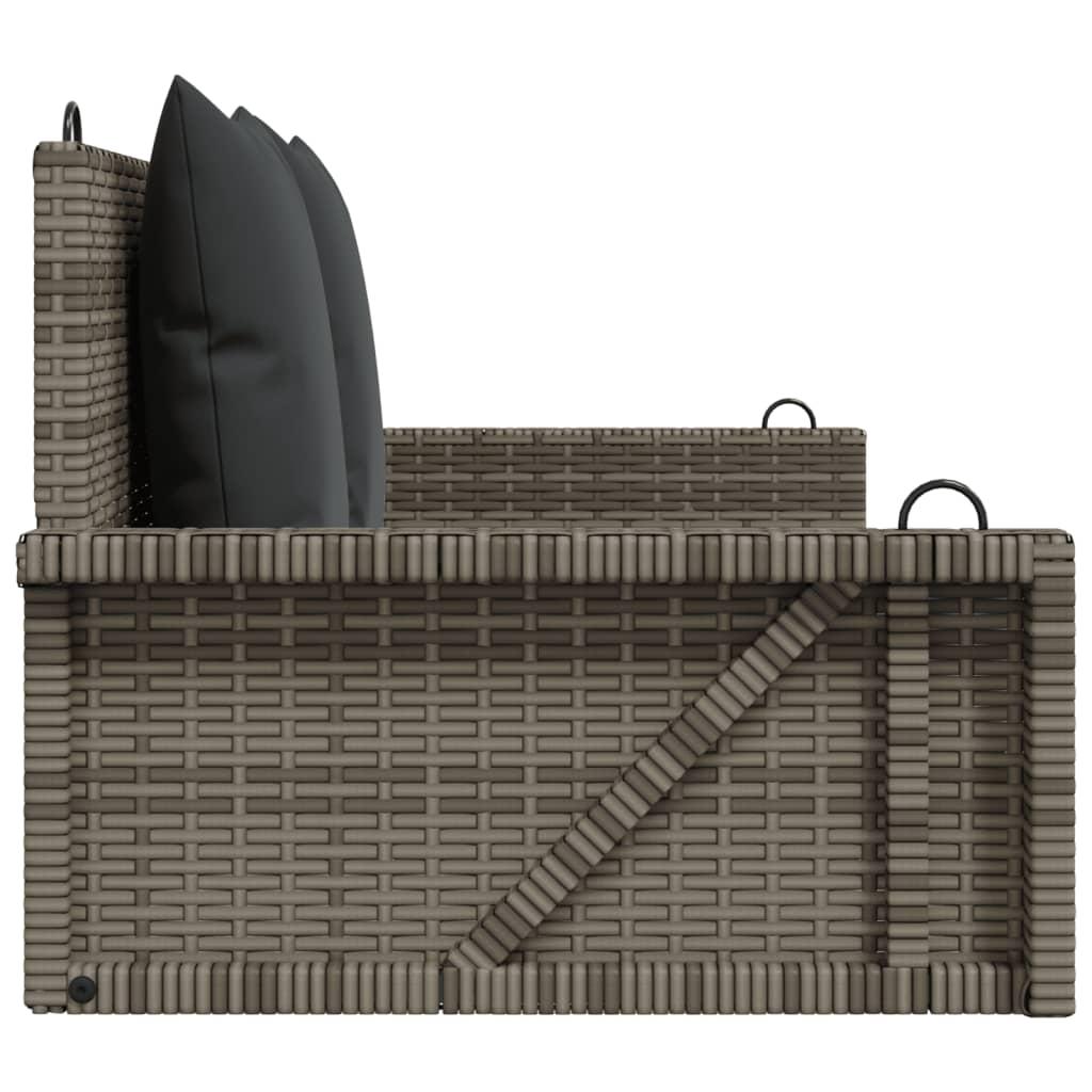 Swing Bench with Cushions Grey 119x56x48 cm Poly Rattan