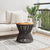Coffee Table with Wire Base Black Ø 45x44 cm Solid Wood Acacia