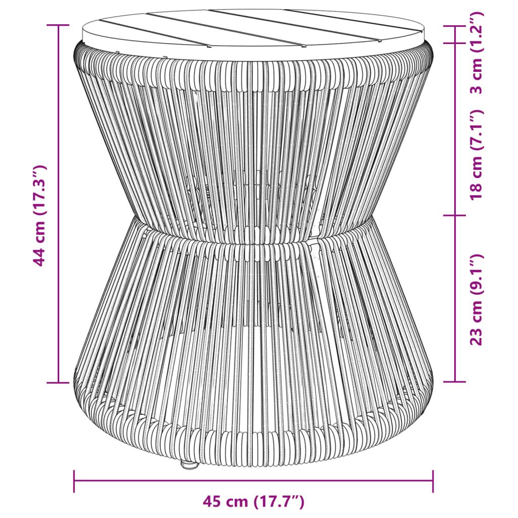 Coffee Table with Wire Base Black Ø 45x44 cm Solid Wood Acacia