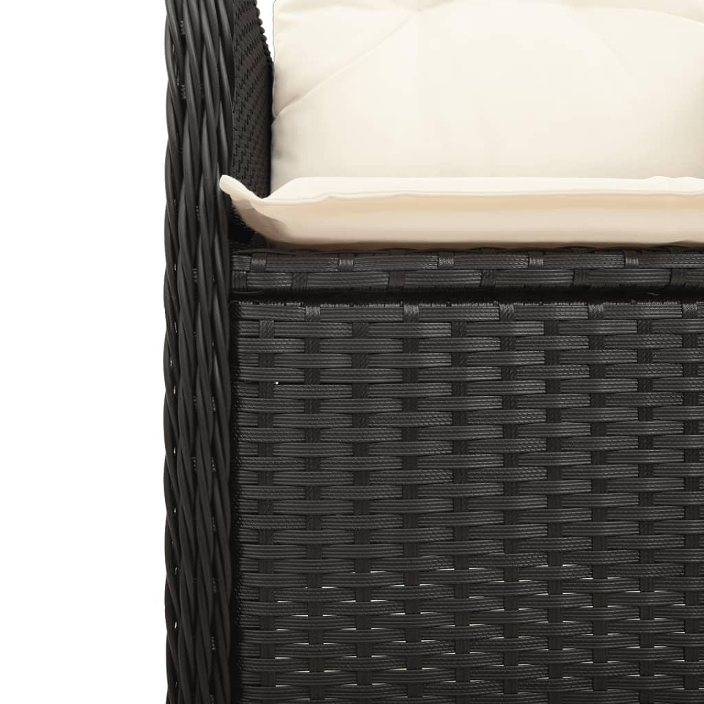 Reclining Garden Chairs 2 pcs with Cushions Black Poly Rattan