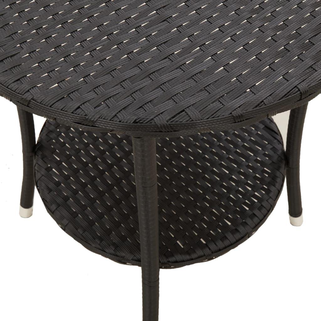 Reclining Garden Chairs 2 pcs with Table Black Poly Rattan