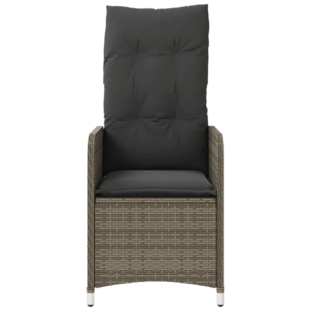 Reclining Garden Chairs 2 pcs with Table Grey Poly Rattan