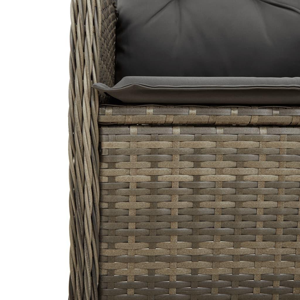 Reclining Garden Chairs 2 pcs with Table Grey Poly Rattan