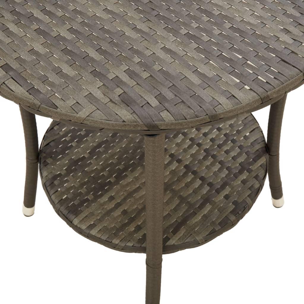 Reclining Garden Chairs 2 pcs with Table Grey Poly Rattan