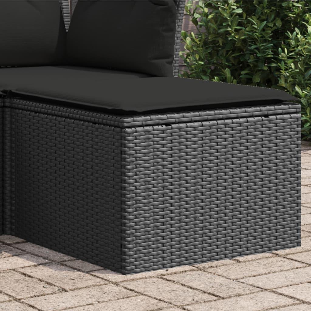 Garden Stool with Cushion Black 55x55x37 cm Poly Rattan