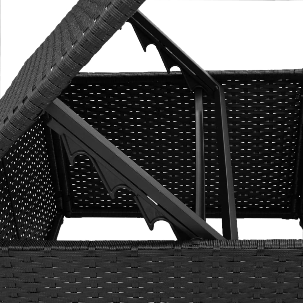 Garden Stool with Cushion Black 55x55x37 cm Poly Rattan