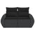 Garden Sofa with Cushions 2-Seater Black Poly Rattan