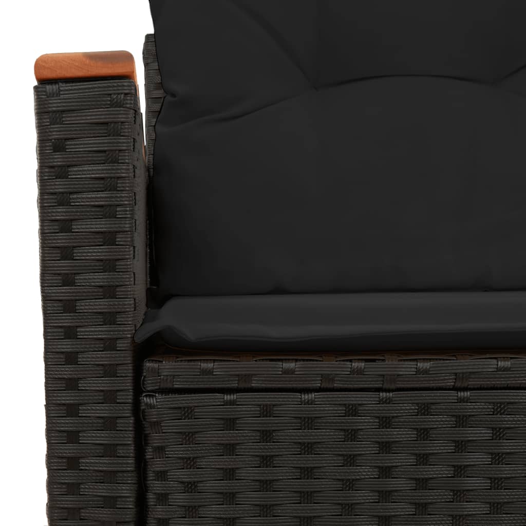 Garden Sofa with Cushions 2-Seater Black Poly Rattan