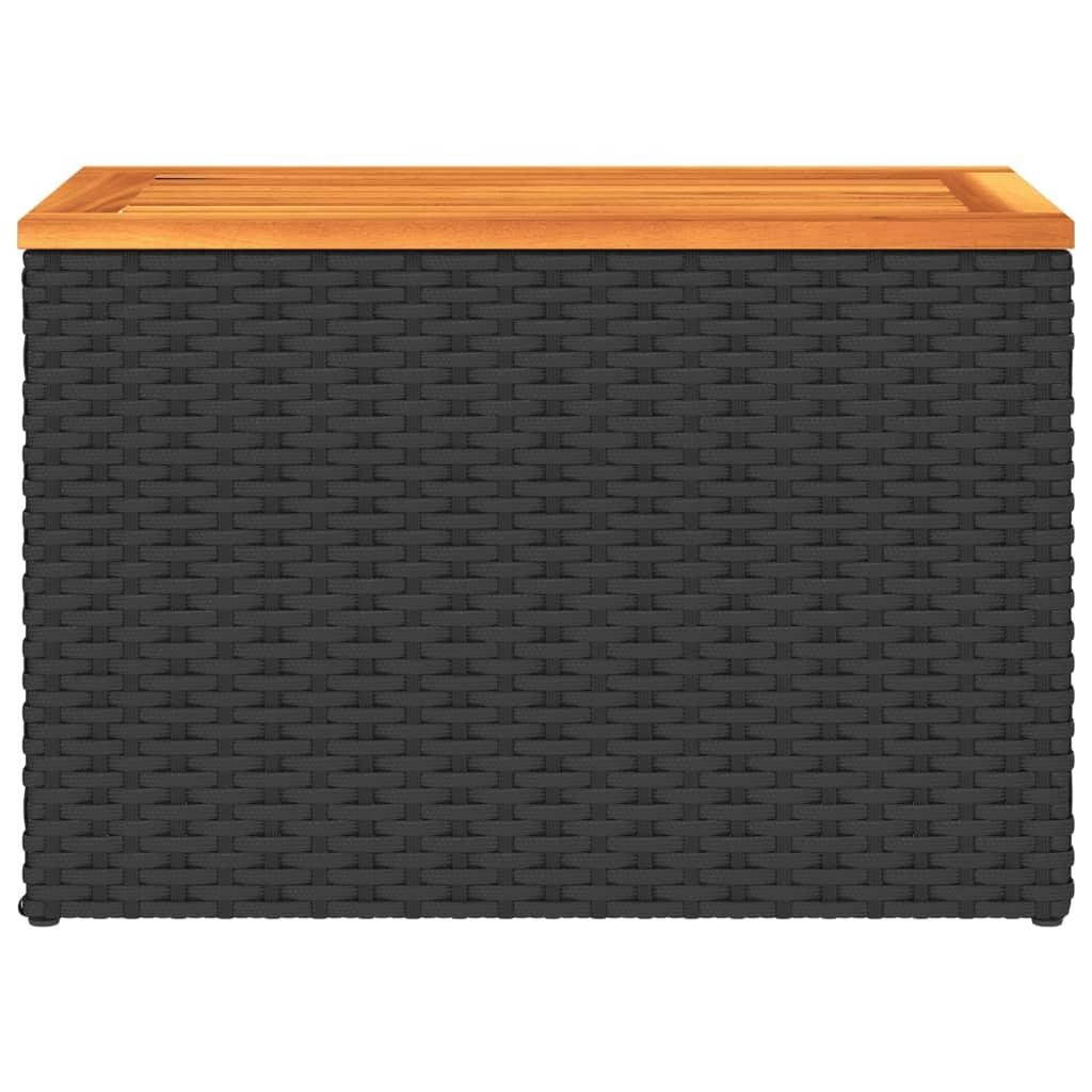 Garden Side Tables 2 pcs Black 55x34x37cm Poly Rattan Solid Wood