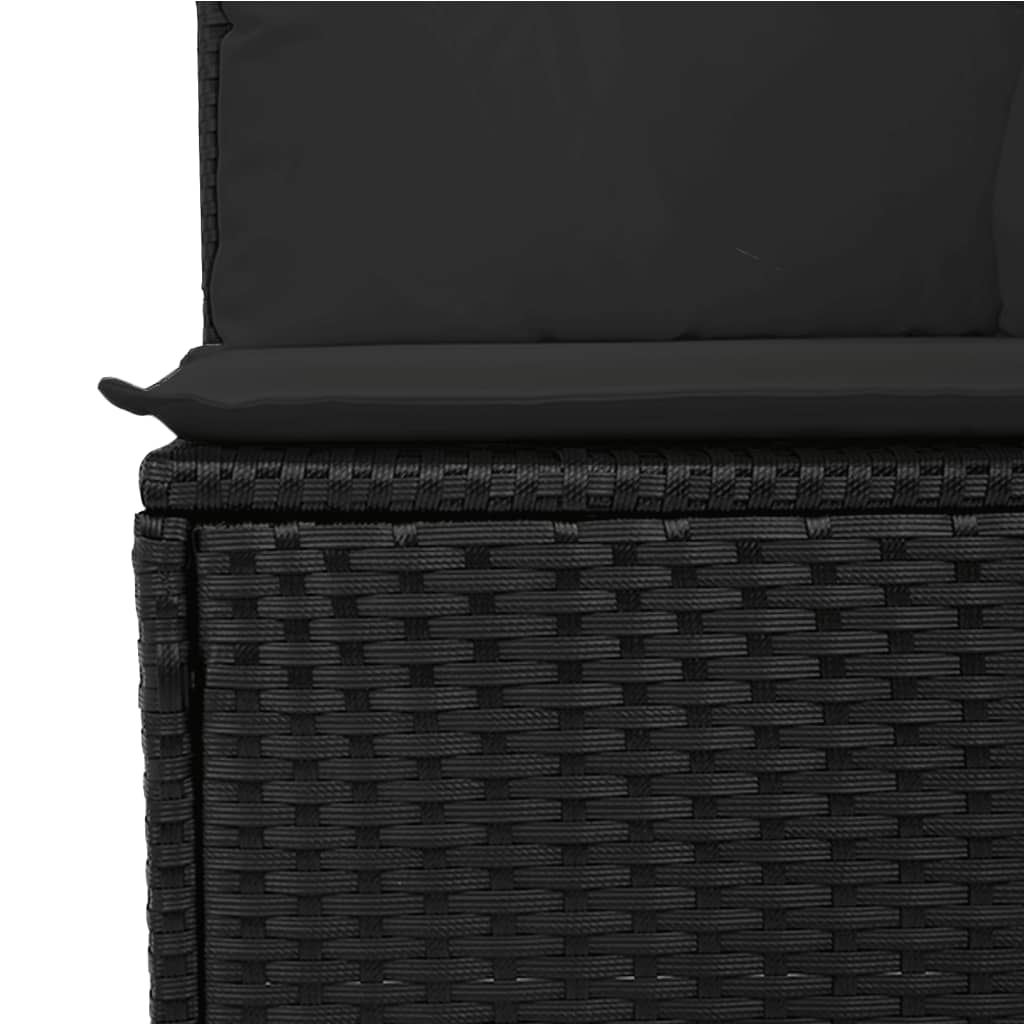 Garden Sofa with Cushions 2-Seater Black Poly Rattan