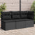 Garden Sofa with Cushions 3-Seater Black Poly Rattan