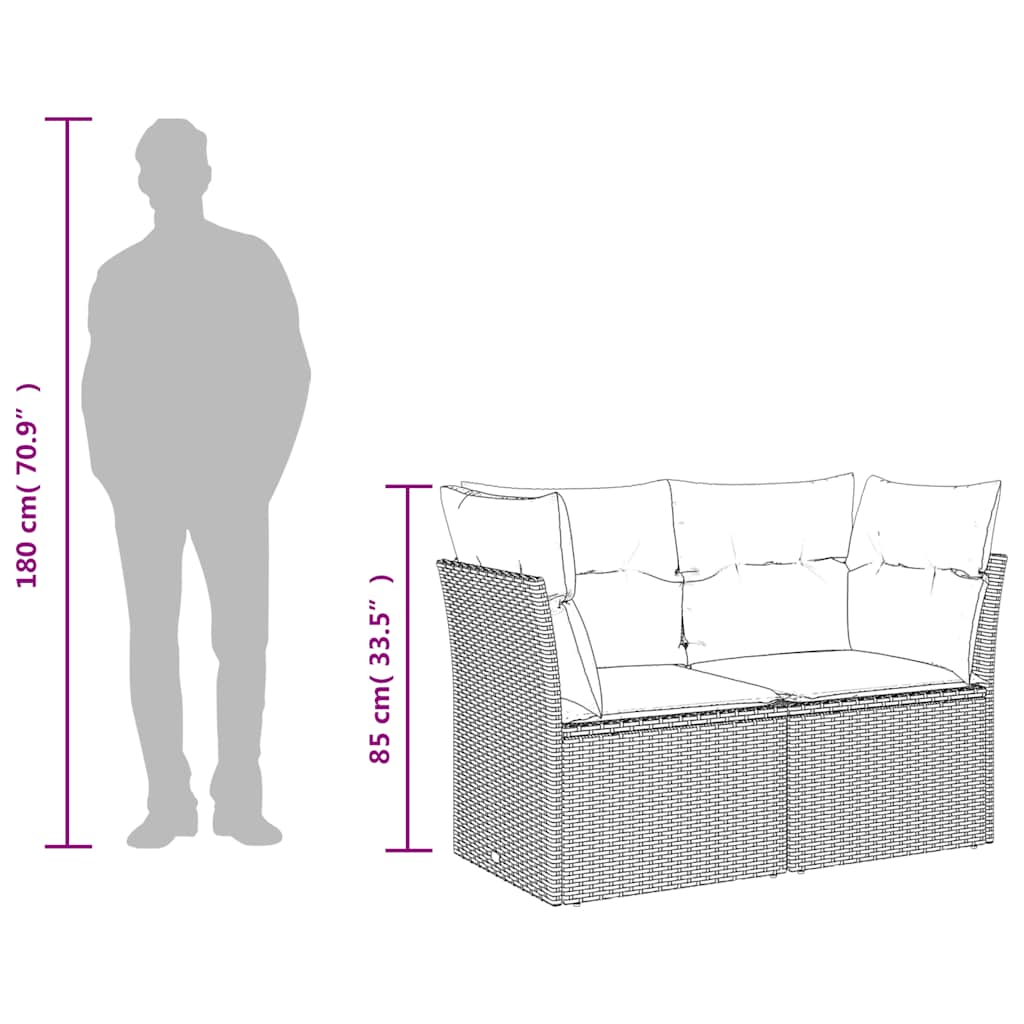 Garden Sofa with Cushions 2-Seater Black Poly Rattan