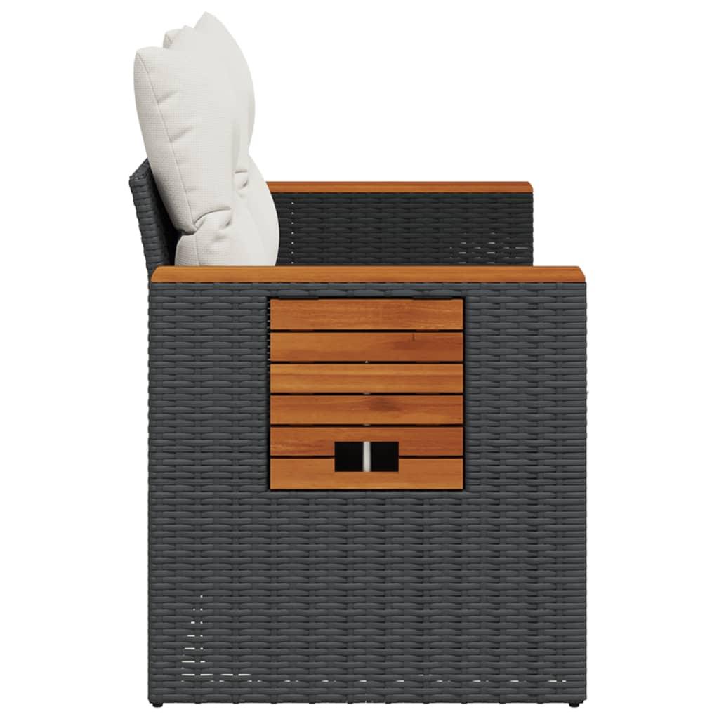 Garden Sofa with Cushions 2-Seater Black Poly Rattan