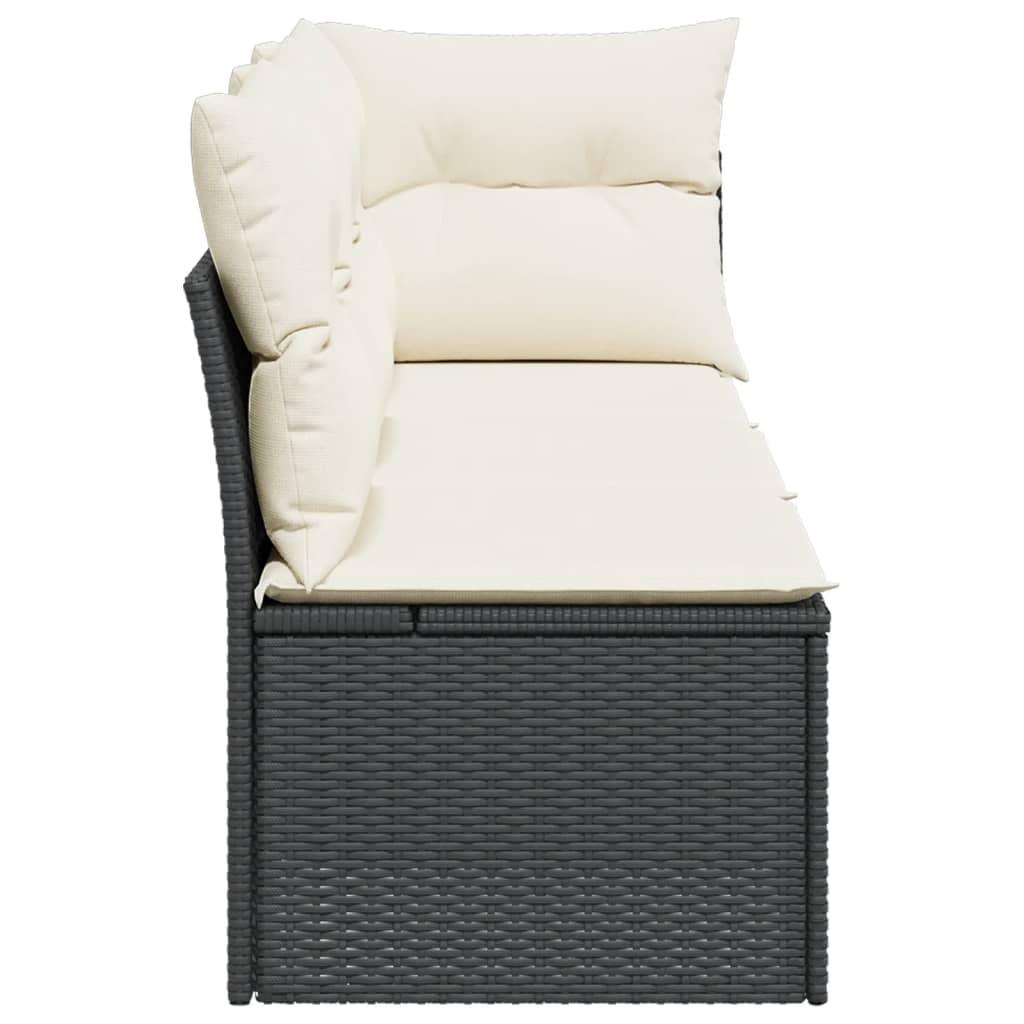 Garden Sofa with Cushions 3-Seater Black Poly Rattan