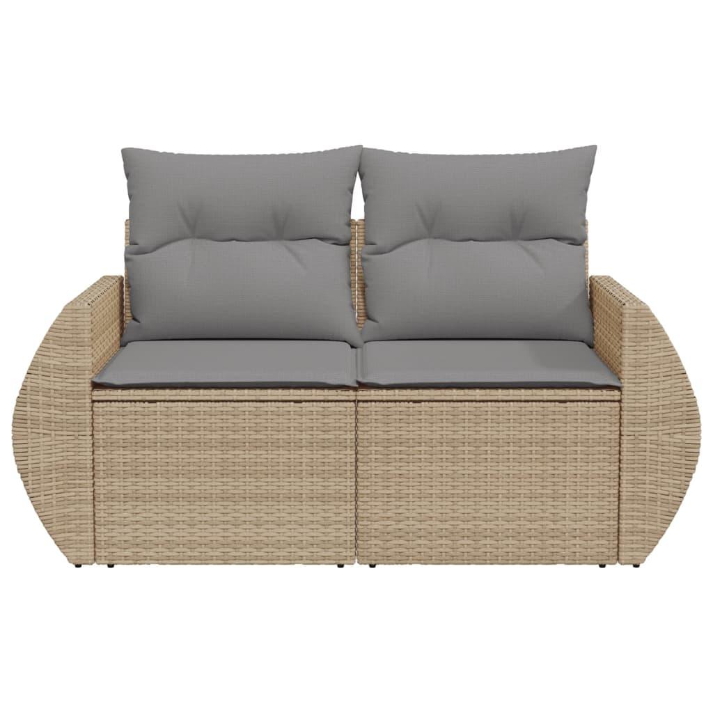 Garden Sofa with Cushions 2-Seater Beige Poly Rattan