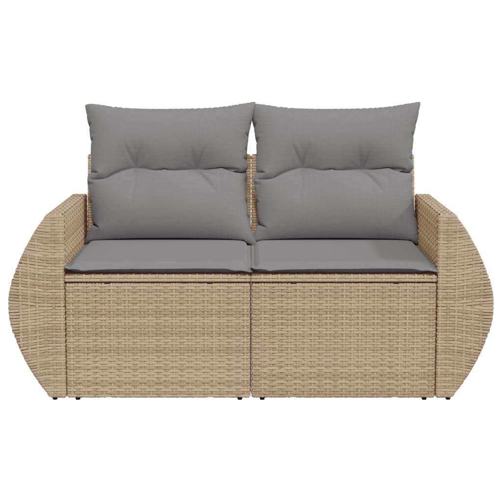 Garden Sofa with Cushions 2-Seater Beige Poly Rattan