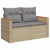 Garden Sofa with Cushions 2-Seater Beige Poly Rattan