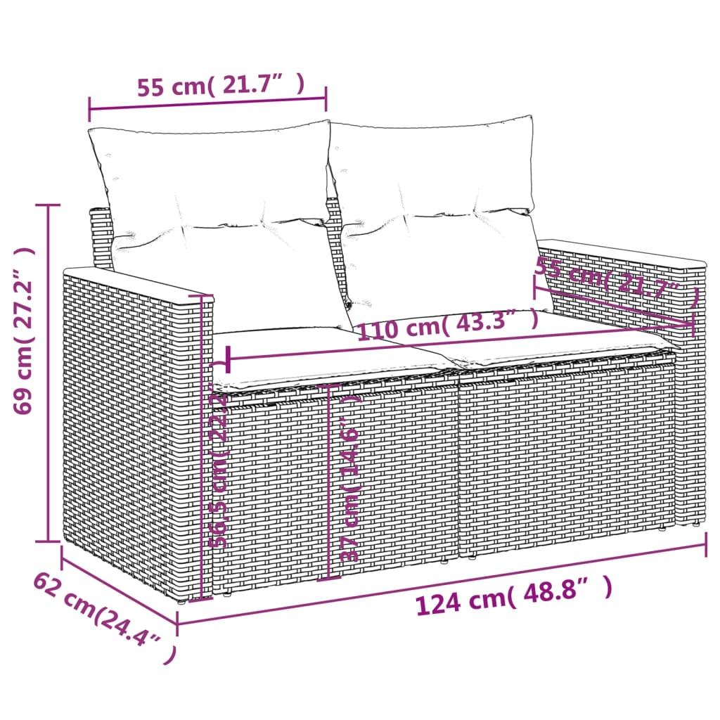 Garden Sofa with Cushions 2-Seater Beige Poly Rattan