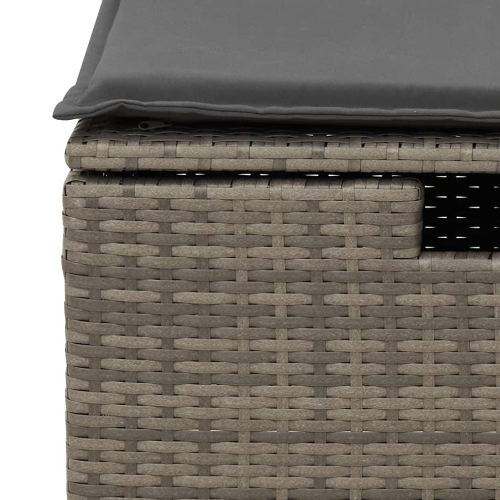 Garden Stool with Cushion Grey 55x55x37 cm Poly Rattan