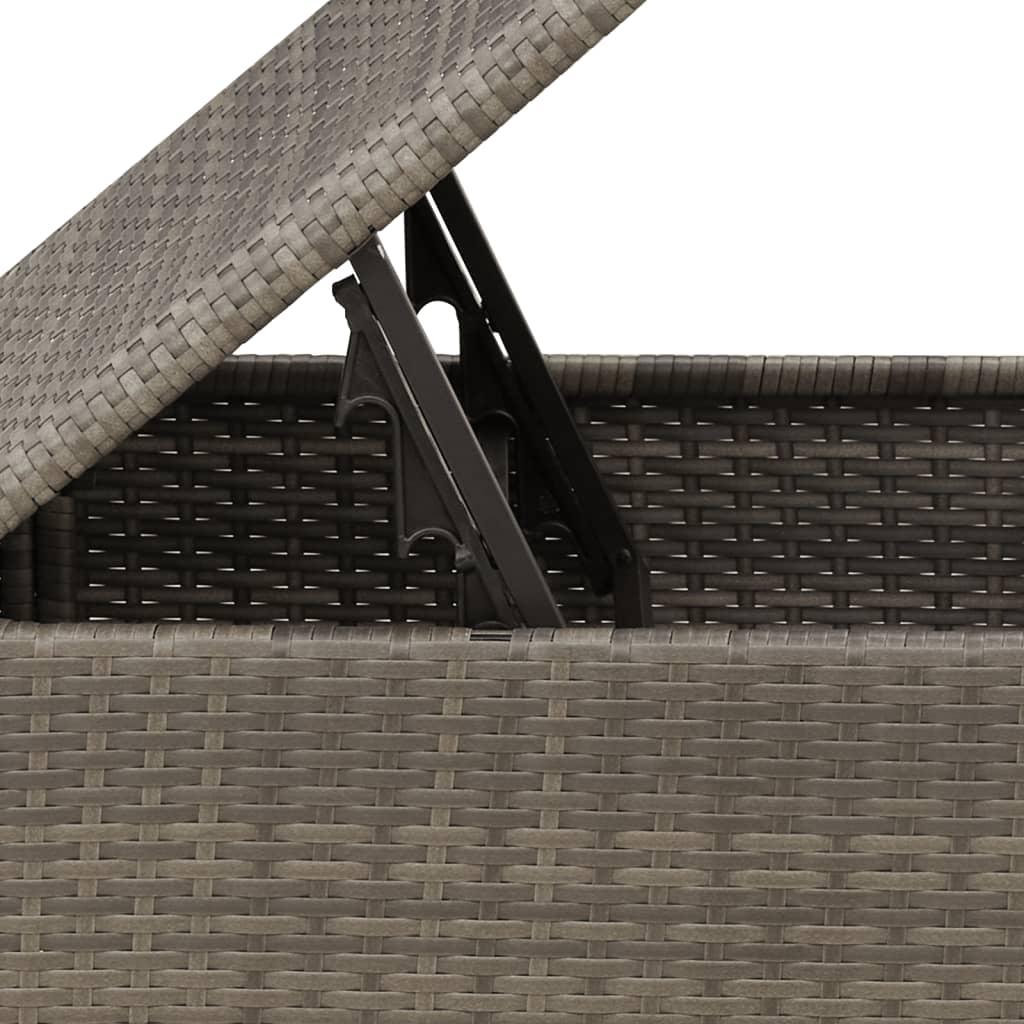 Garden Stool with Cushion Grey 55x55x37 cm Poly Rattan