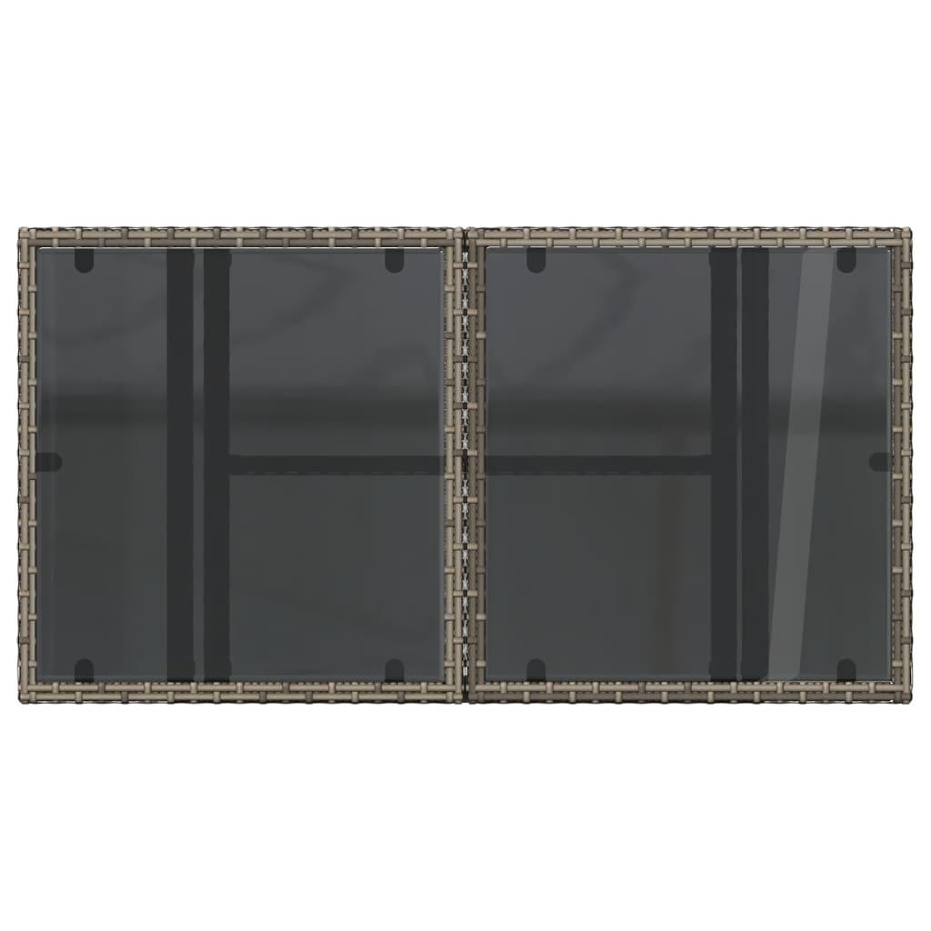 Garden Table with Glass Top Grey 100x55x73 cm Poly Rattan