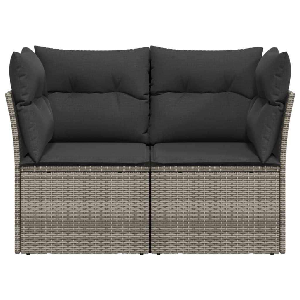 Garden Sofa with Cushions 2-Seater Grey Poly Rattan