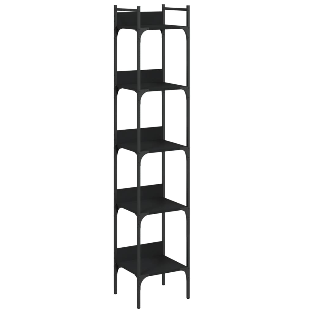 Bookshelf 5-Tier Black 35x30x174 cm Engineered Wood