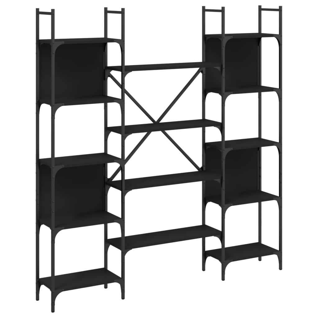 Bookshelf Black 155.5x24x166.5 cm Engineered Wood