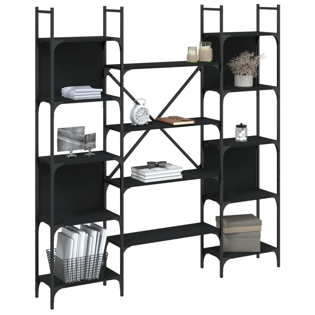 Bookshelf Black 155.5x24x166.5 cm Engineered Wood