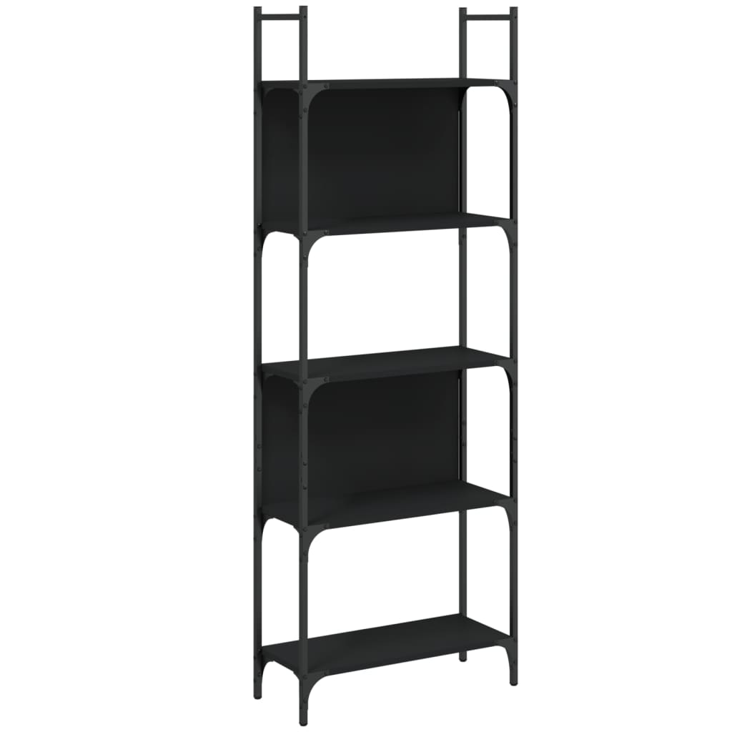 Bookshelf 5-Tier Black 60.5x24x166.5 cm Engineered Wood