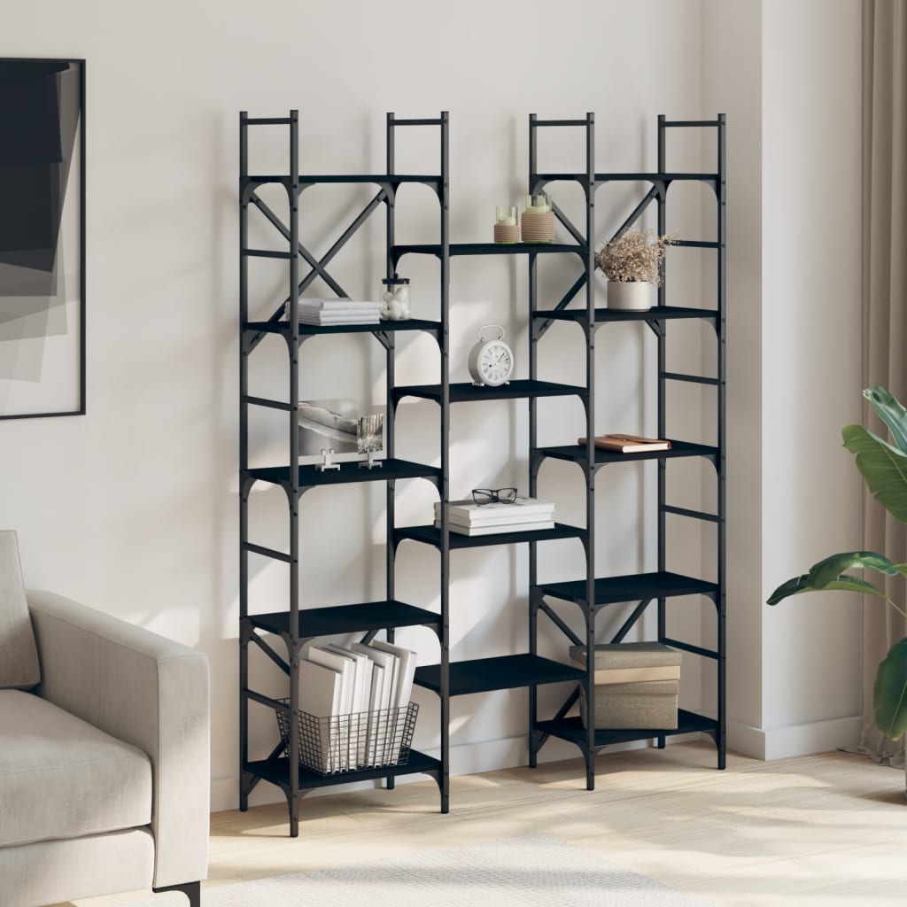 Bookshelf Black 127.5x28.5x172.5 cm Engineered Wood