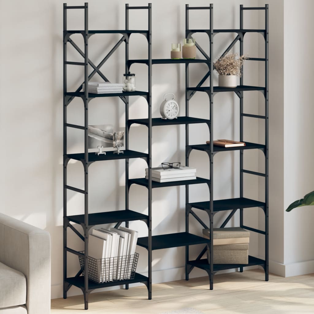 Bookshelf Black 127.5x28.5x172.5 cm Engineered Wood