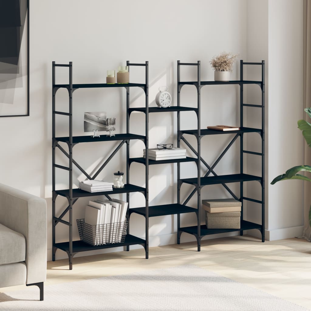 Bookshelf Black 160x28.5x136.5 cm Engineered Wood