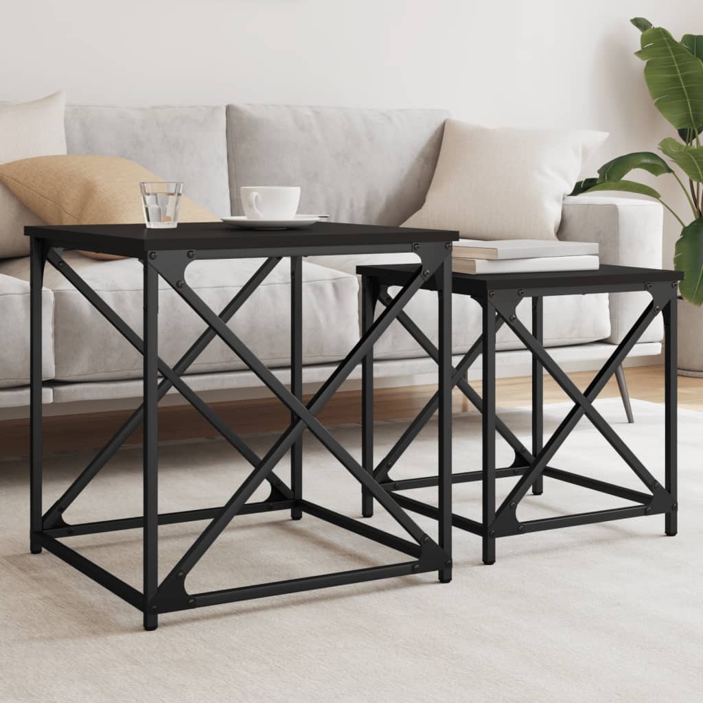 Nesting Coffee Tables 2 pcs Black Engineered Wood