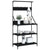 Baker's Rack with Hooks 4-Tier Black Engineered Wood