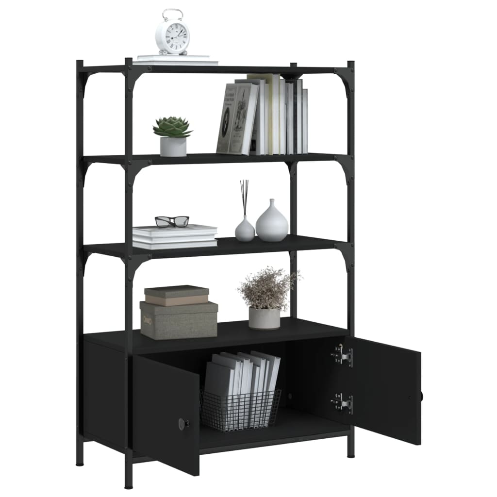 Bookcase 3-Tier Black 70x30x109.5 cm Engineered Wood