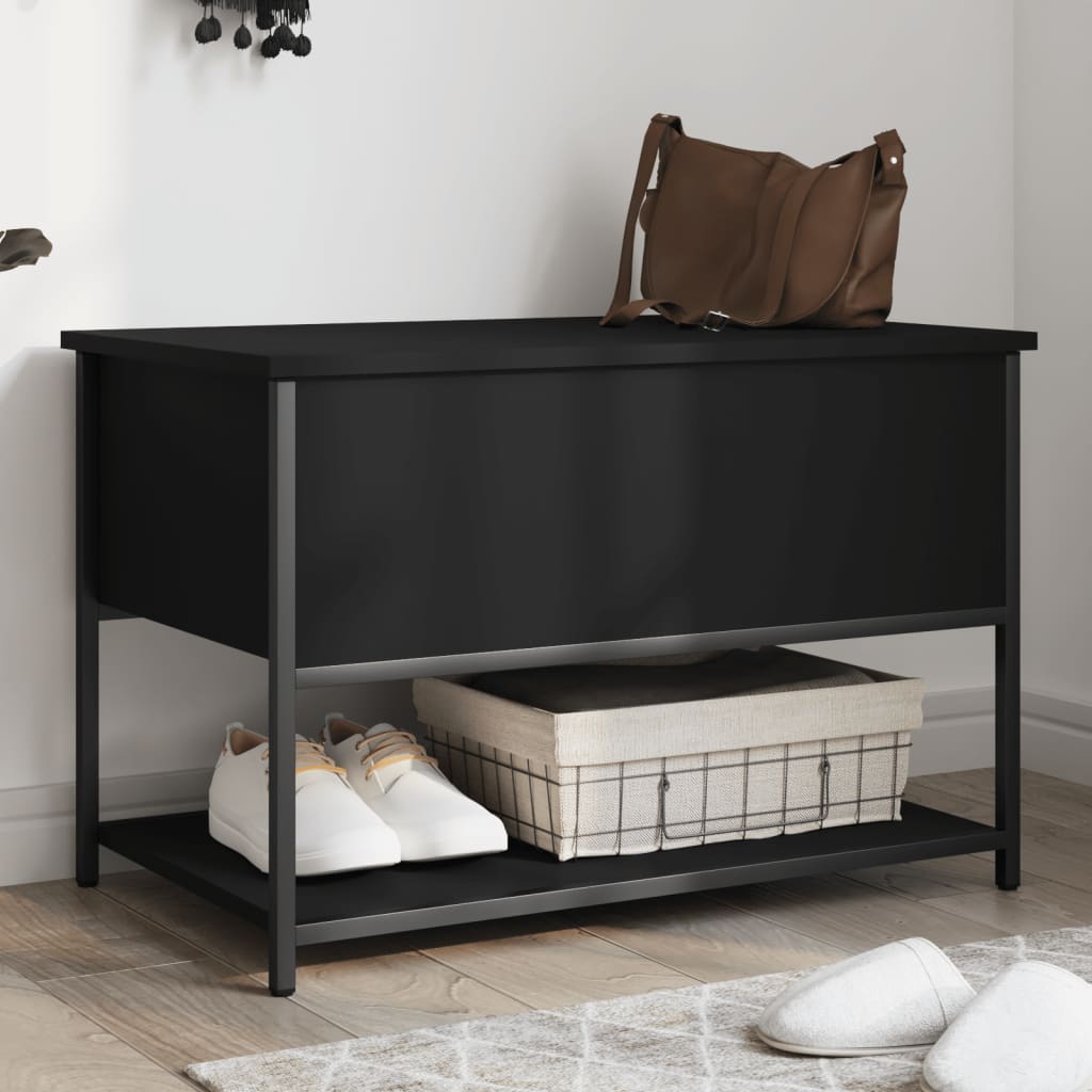 Storage Bench Black 70x42.5x47 cm Engineered Wood