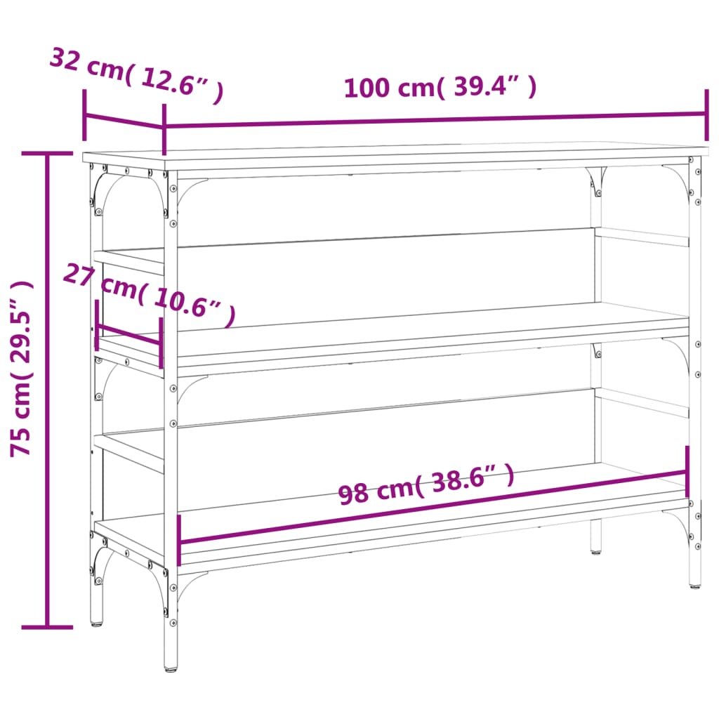 Console Table Black 100x32x75 cm Engineered Wood