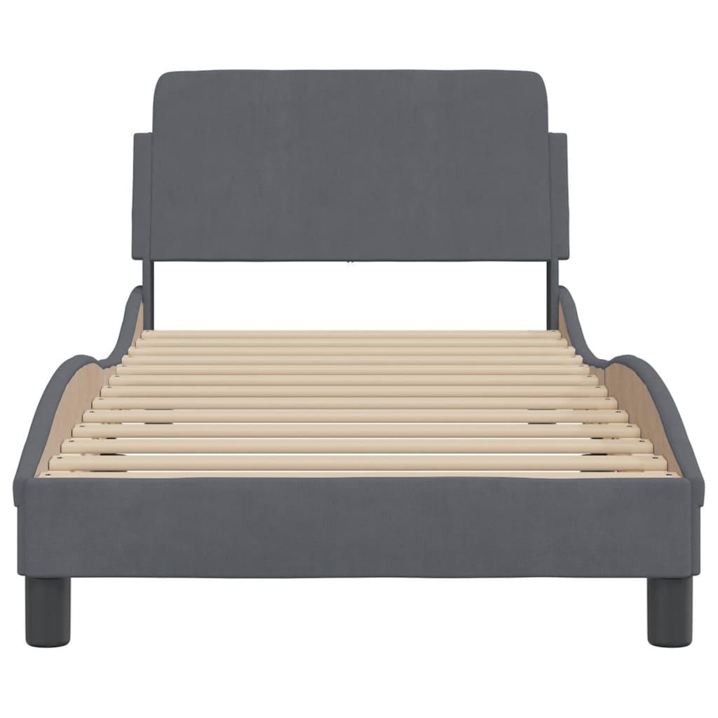 Bed Frame "Dover" Dark Grey 90x190 cm Velvet